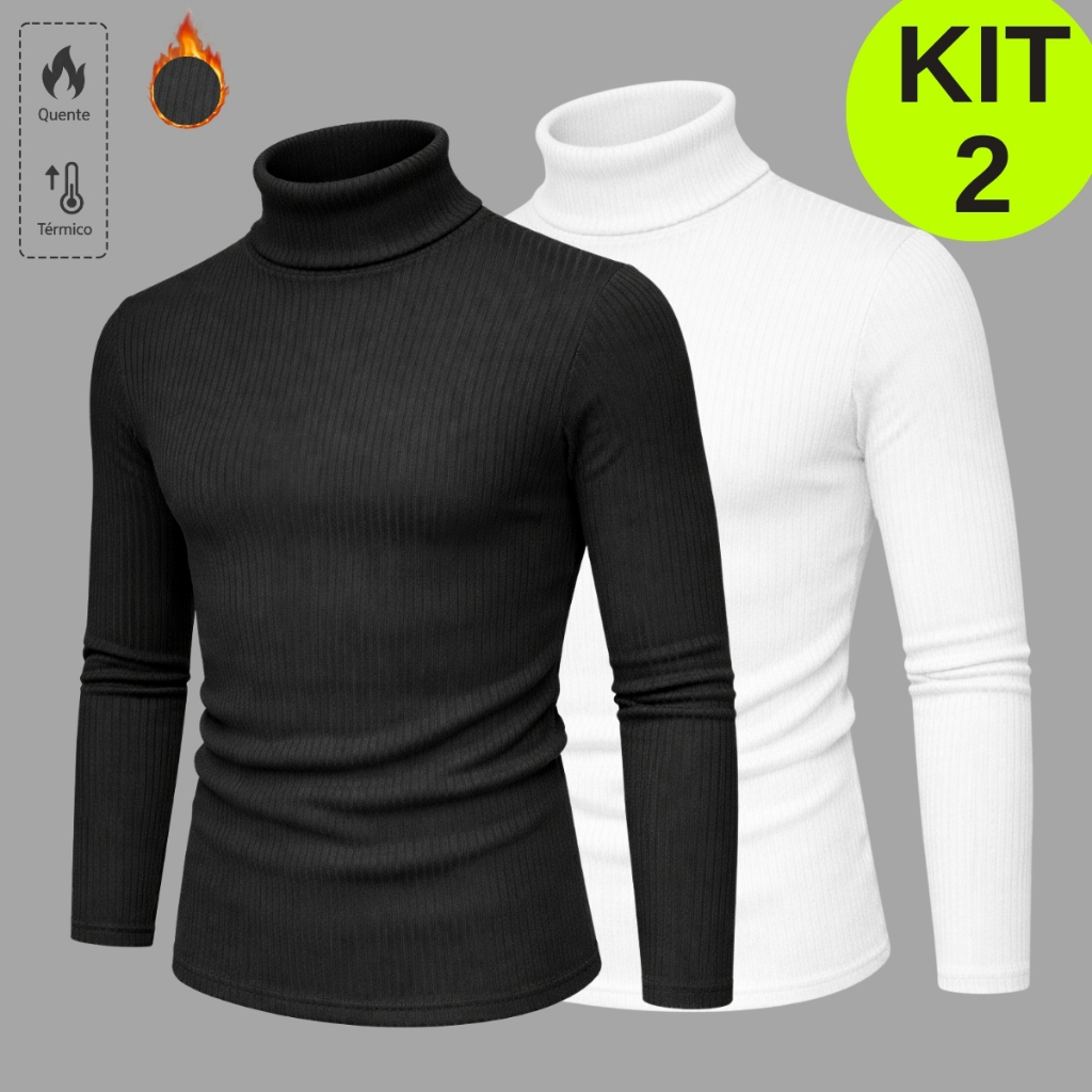 Kit 2 Camisetas Masculina Manga Longa Gola Alta Ca