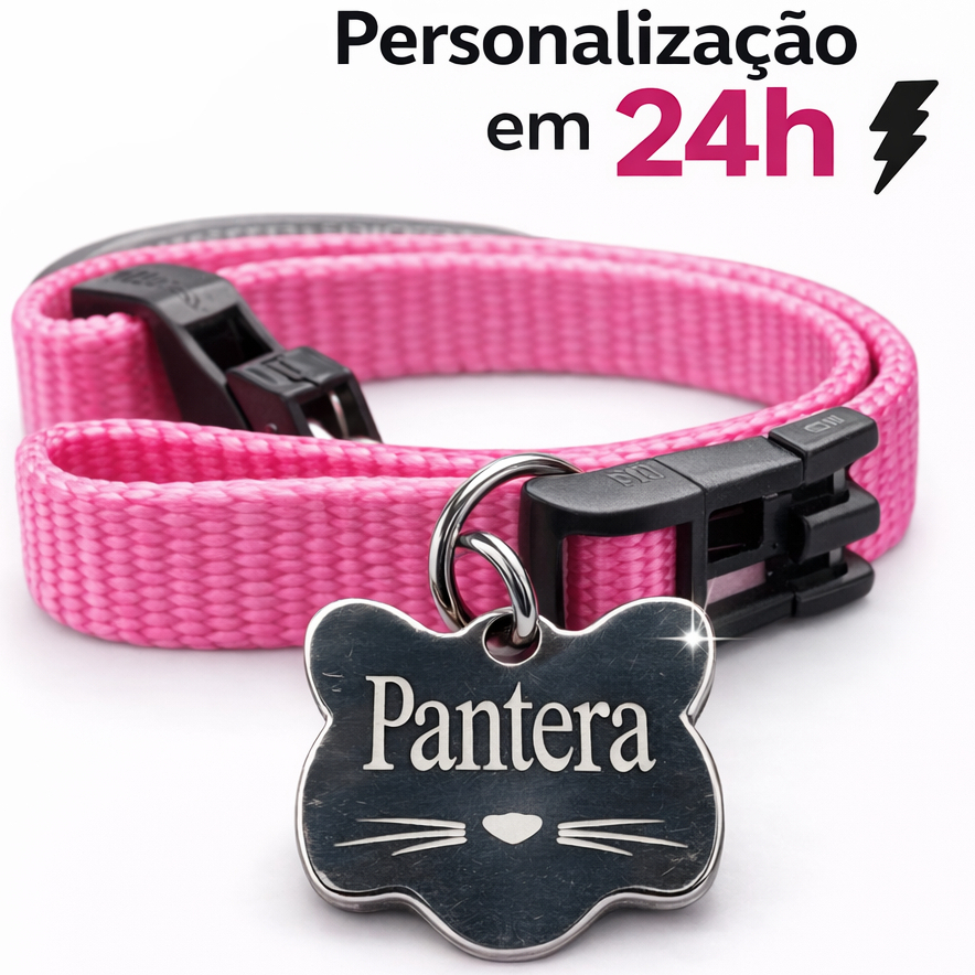 Kit Identificação Pet Personalizado Gato | Colei