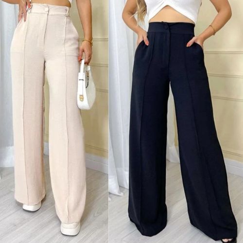 Calça Feminina Pantalona Duna Wide Leg Cintura Al