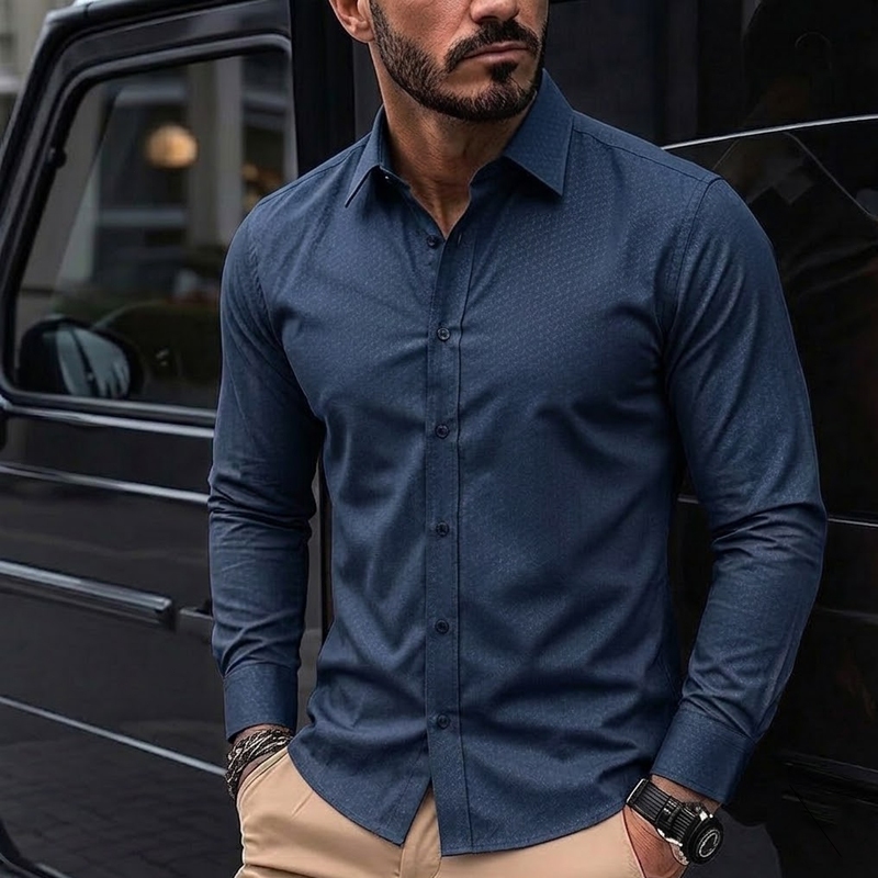 Camisa Social Slim Fit Masculina Manga Longa de Ne