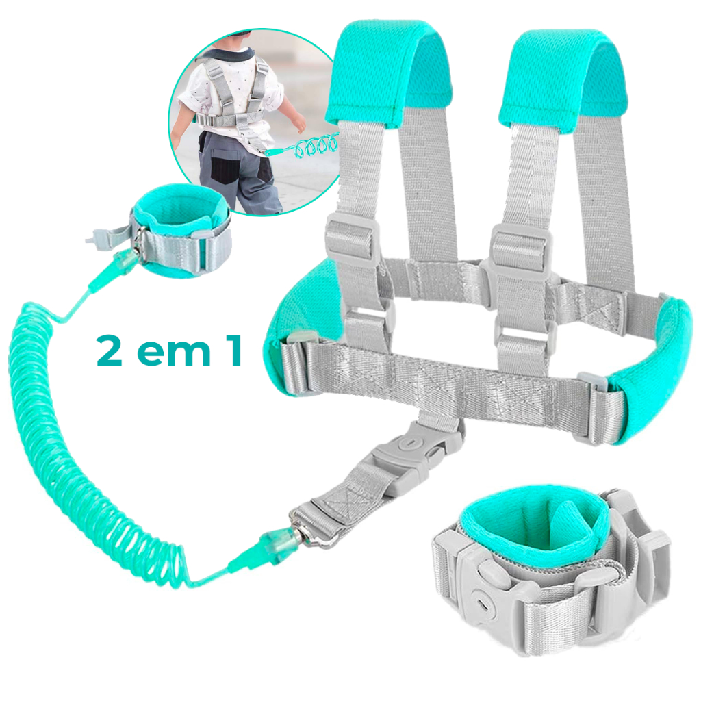 Coleira Infantil Mochila Colete Guia De Segurança