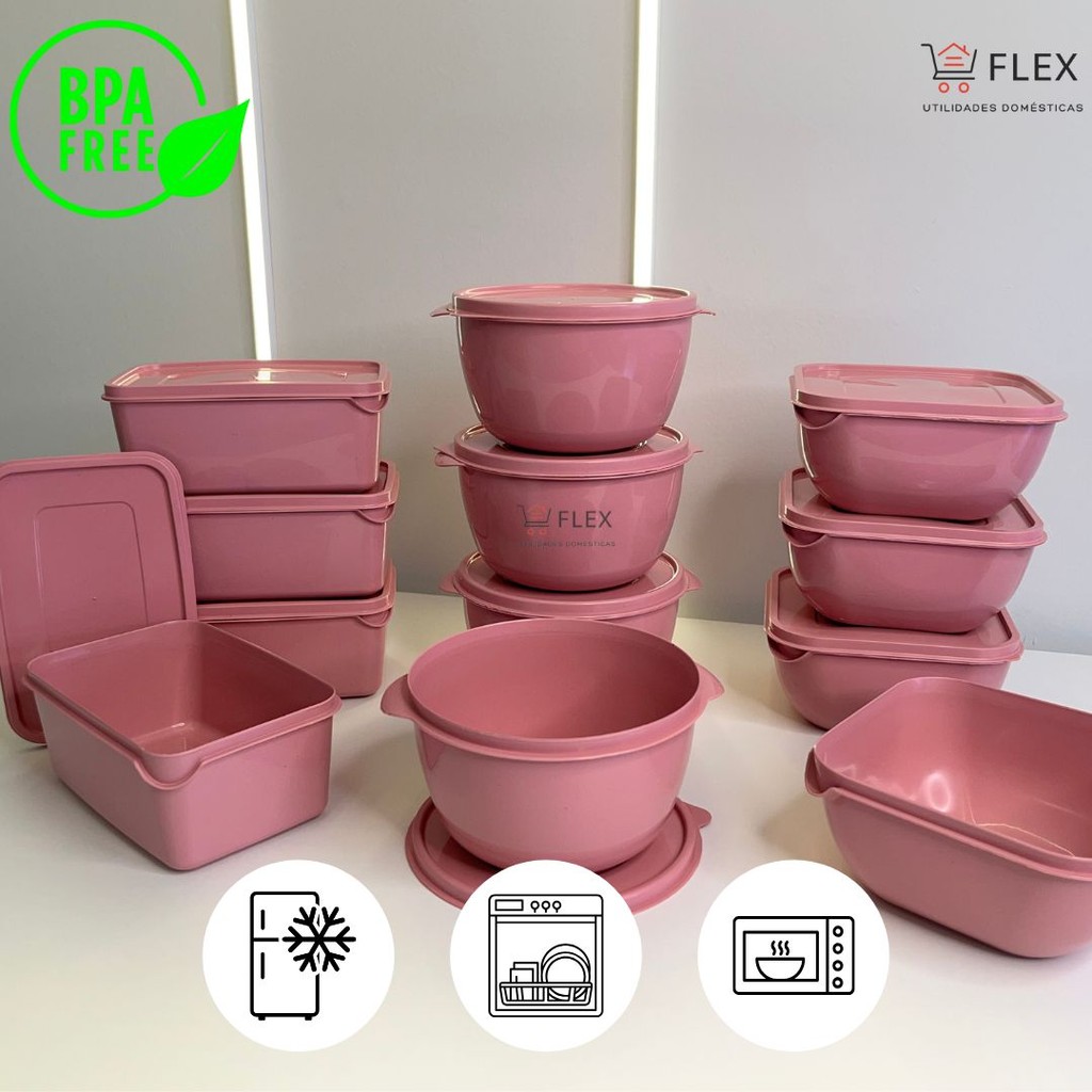 Kit 12 Potes Plásticos Formatos Variados Marmita 