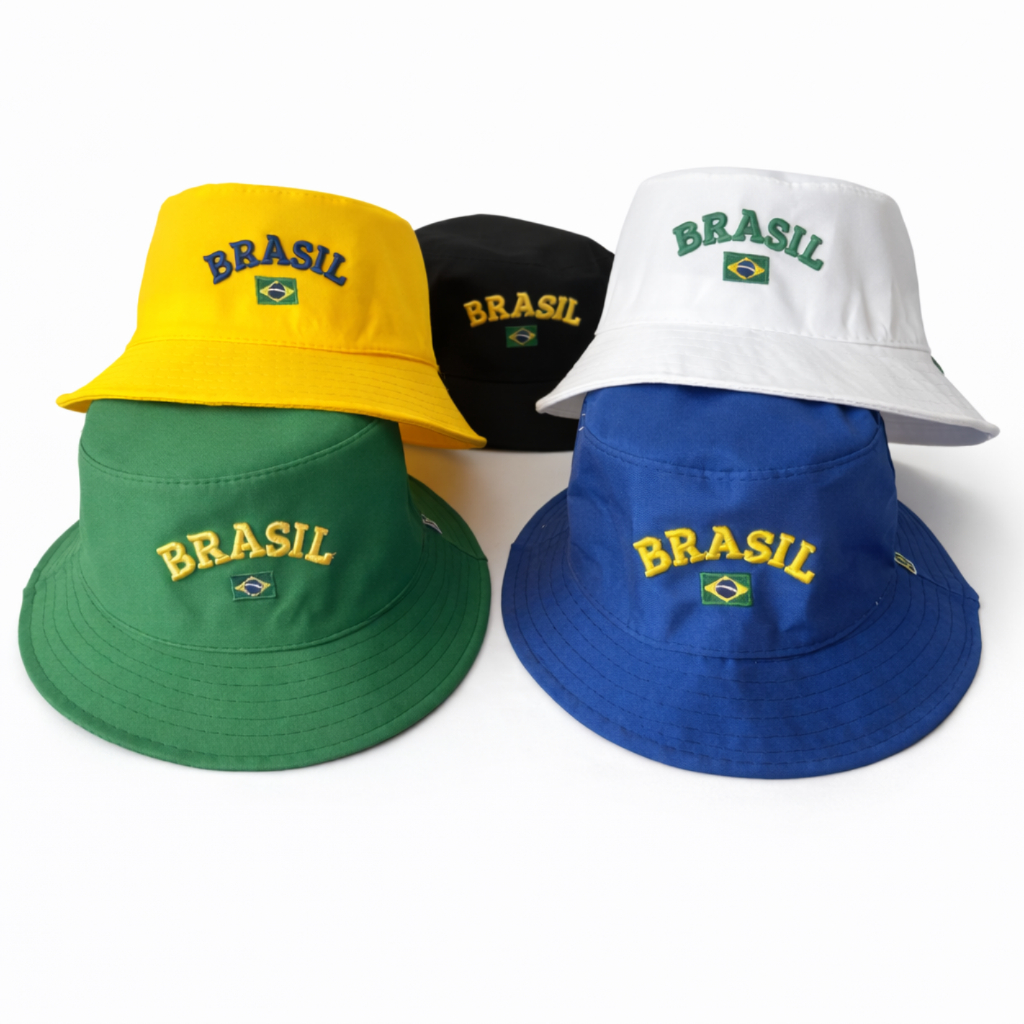 Chapéu Bucket Hat Brasil Bordado Copa do Mundo Ch
