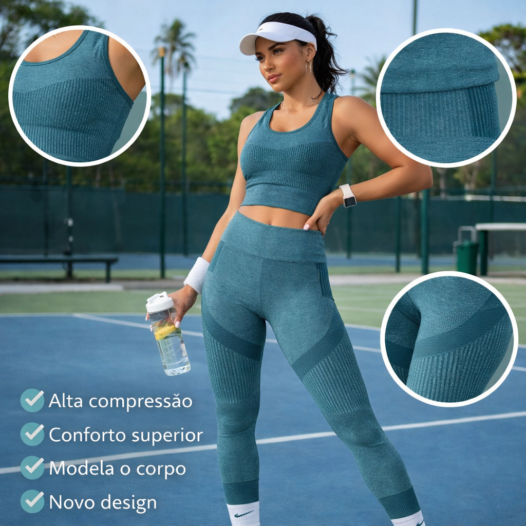 Kit Conjunto de Academia Feminino Calça Legging e
