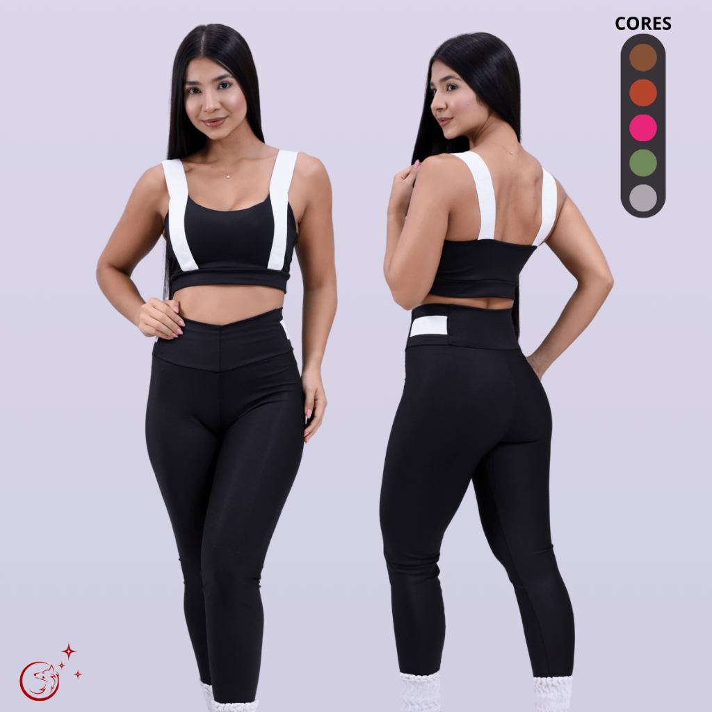 Conjunto Fitness Feminino Top e Calça Sports Trei
