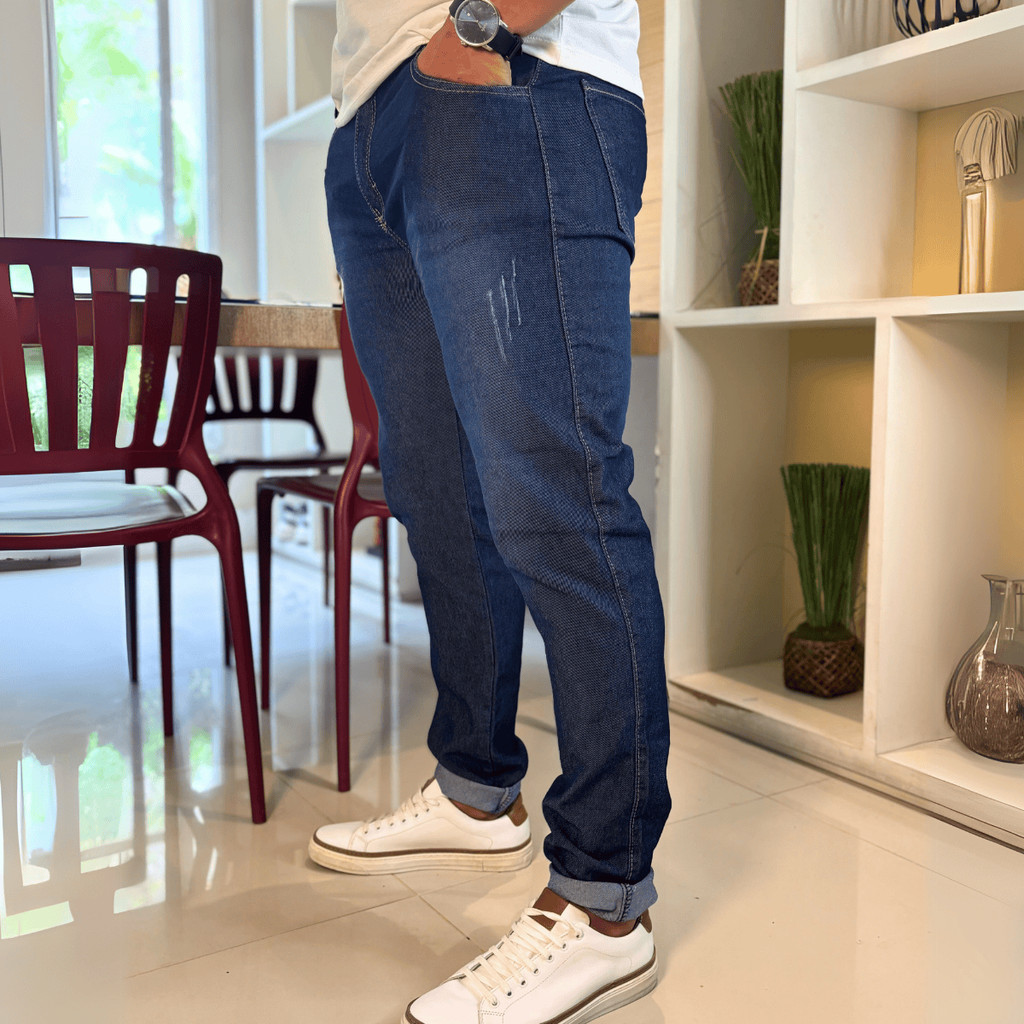 Calça Masculina Jeans Slim Lycra Elastano Moda Ma