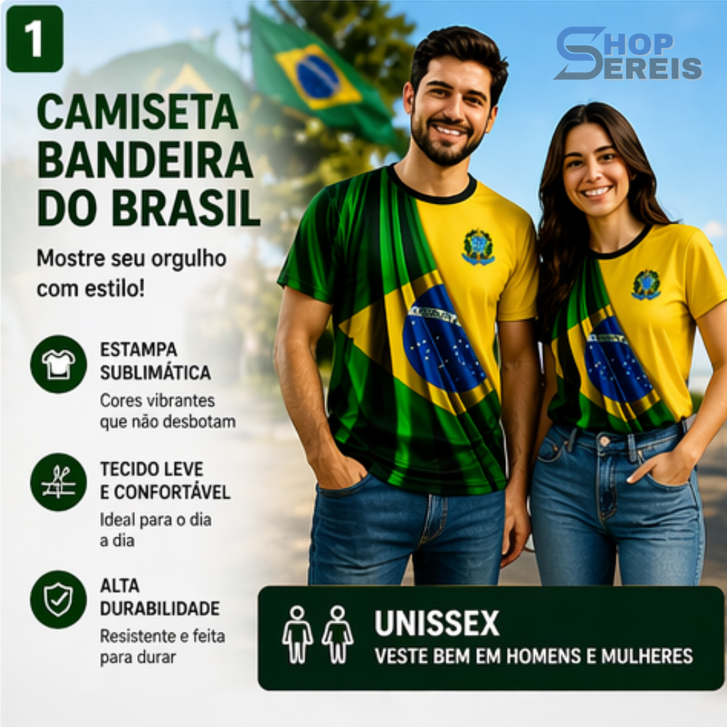 Camisetas Camisa Unissex Brasão Bandeira Brasil O