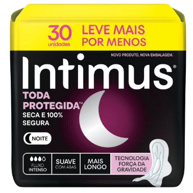 Absorvente Intimus Gel Noturno Suave, Com Abas, 30