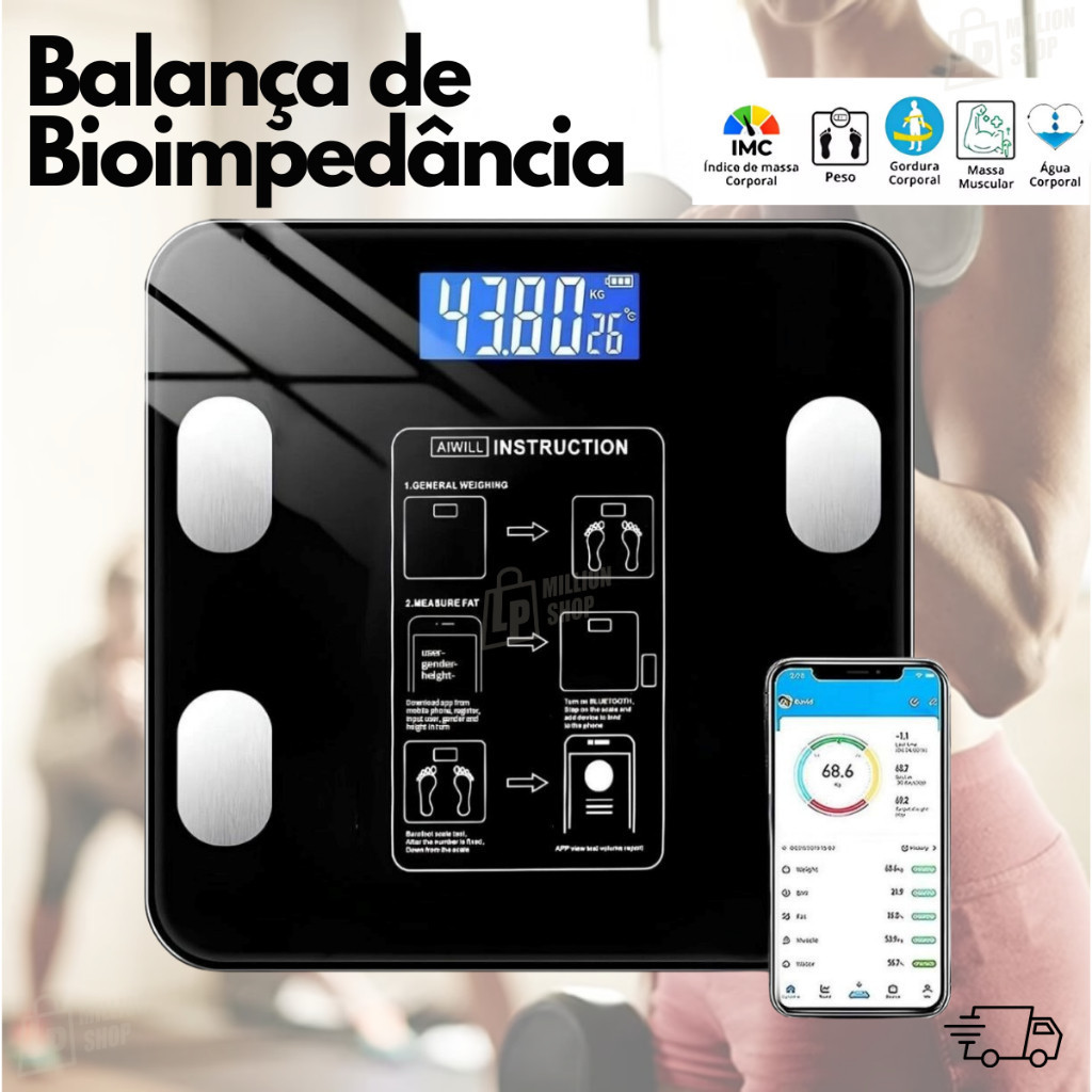 Balança Bioimpedância Digital Profissional via B