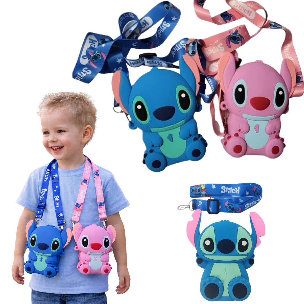 Bolsa Silicone Stitch Infantil 3D  Bolsinha Cartei
