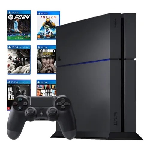 Playstation 4 FAT de 1tb 1 Controles 6 Jogos Digit
