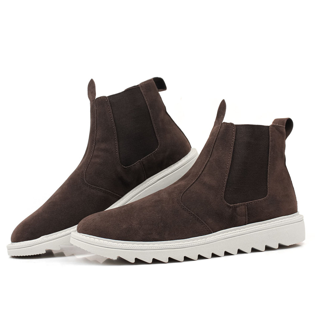 Bota Botina Chelsea Masculina Tratorada Em Camurç
