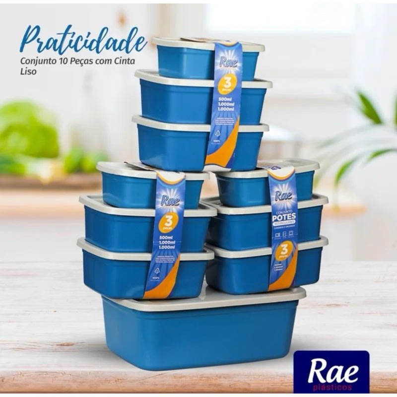 Kit Conjuntos de Pote Plástico Para mantimentos e