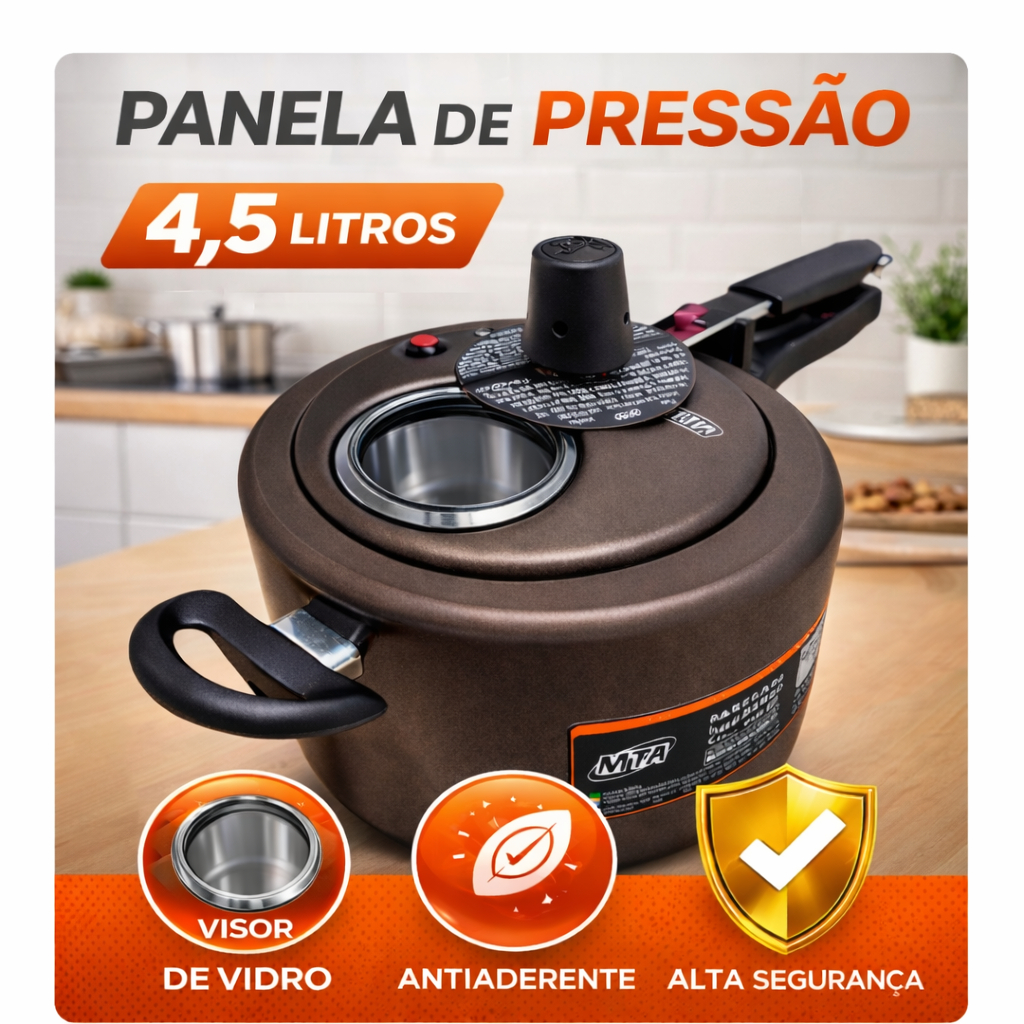 Panela de Pressão 4,5L Com Visor de Vidro Antiade