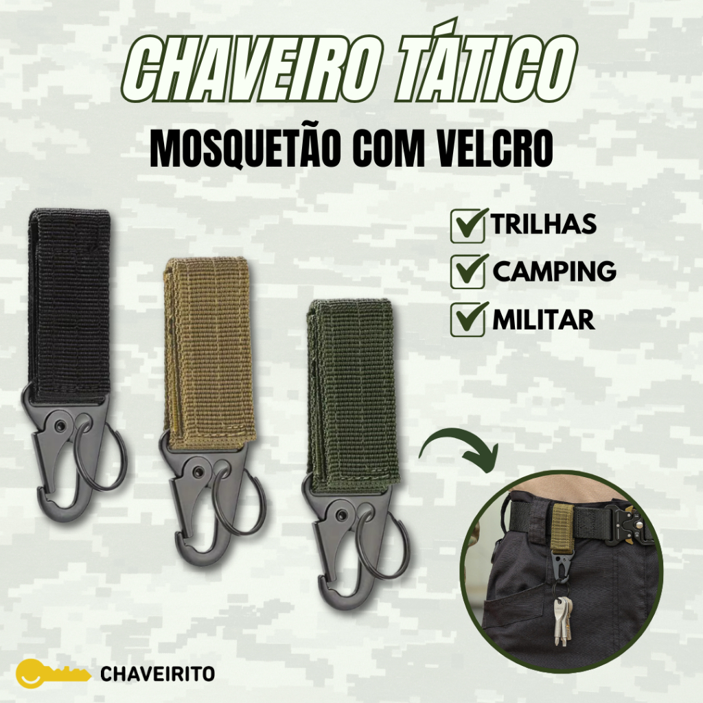 Mosquetão Tático Nylon com Velcro | Para Cinto, 