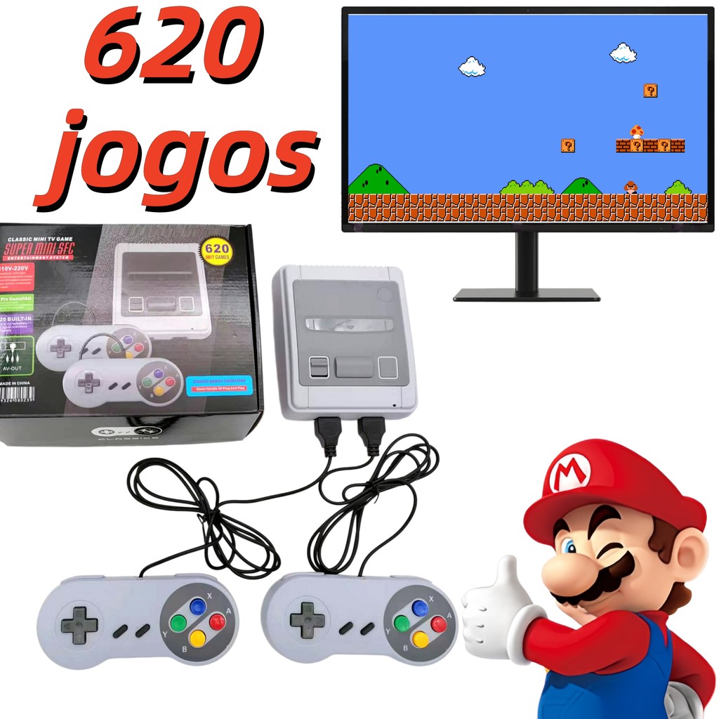 Video Game Super Mini 620 Jogos Retro 8 Bits 2 Con