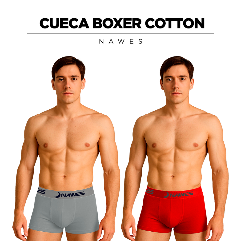 Cueca Boxer Masculina Algodão Nawes Confortável 