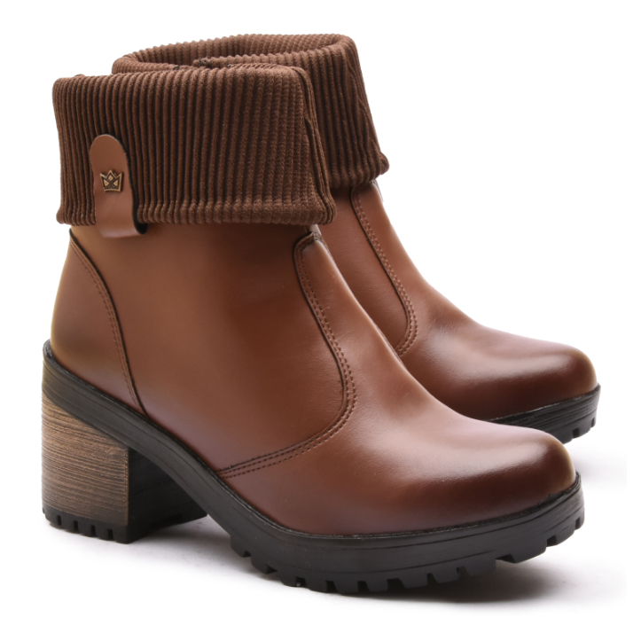 Bota Coturno Feminina Canelada Com Meia Estilosa e