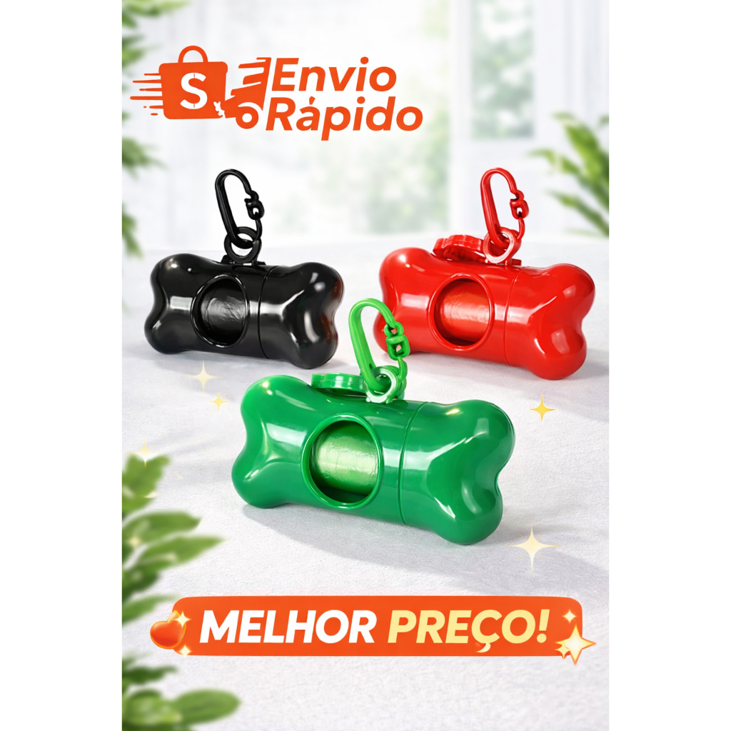 Kit Cata Caca 2 Refis Sacos Porta Saquinho Pet Cã