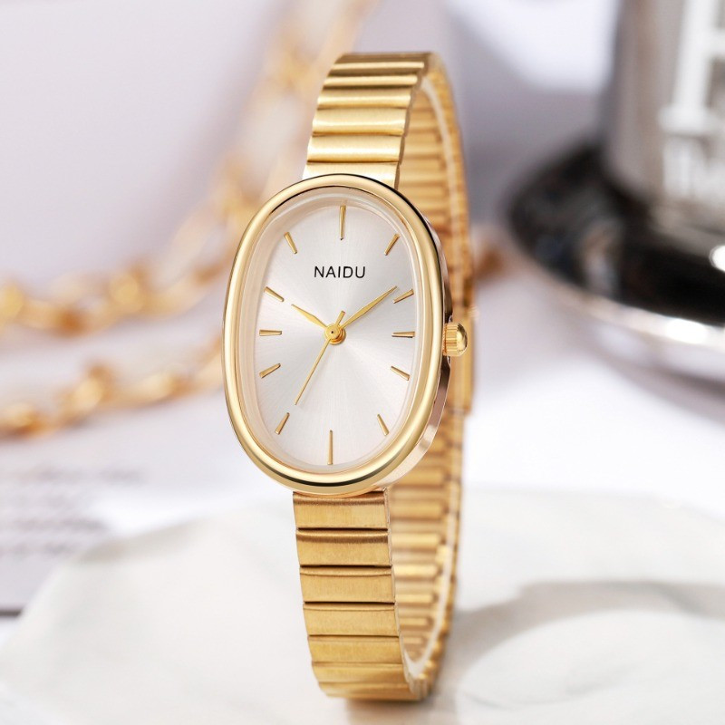 Relógio de Quartzo Feminino de Luxo, Oval, Moda, 