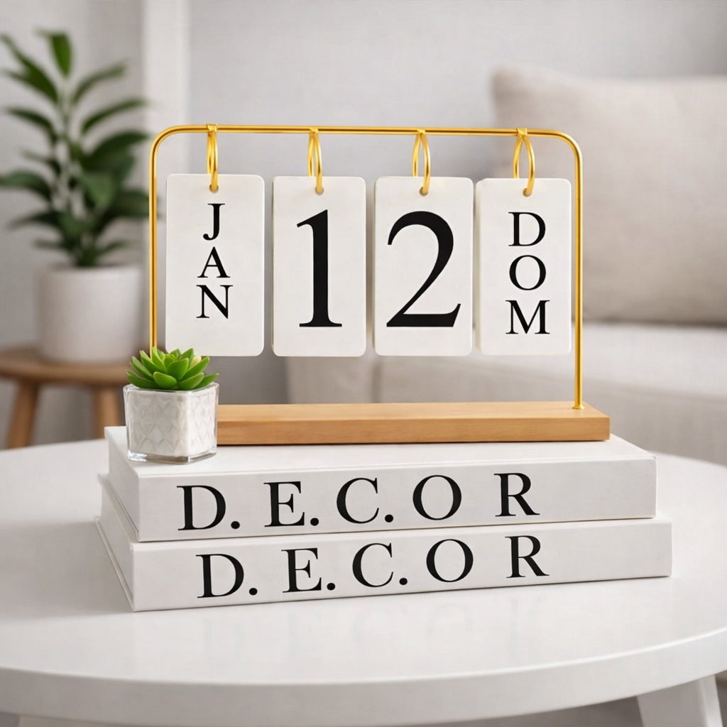Calendário de Mesa Decorativo com Plaquinhas Pret