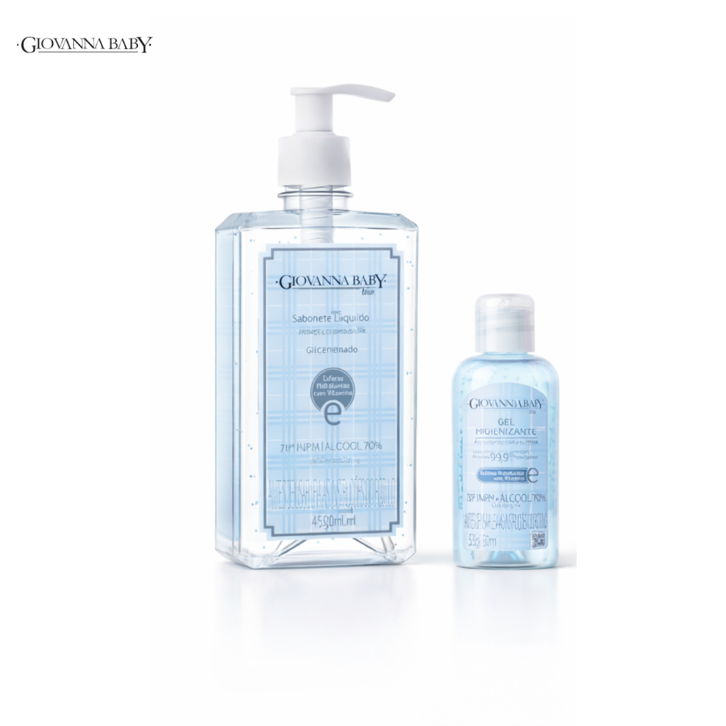Kit Álcool Gel Giovanna Baby Azul 70. | 500 ml + 