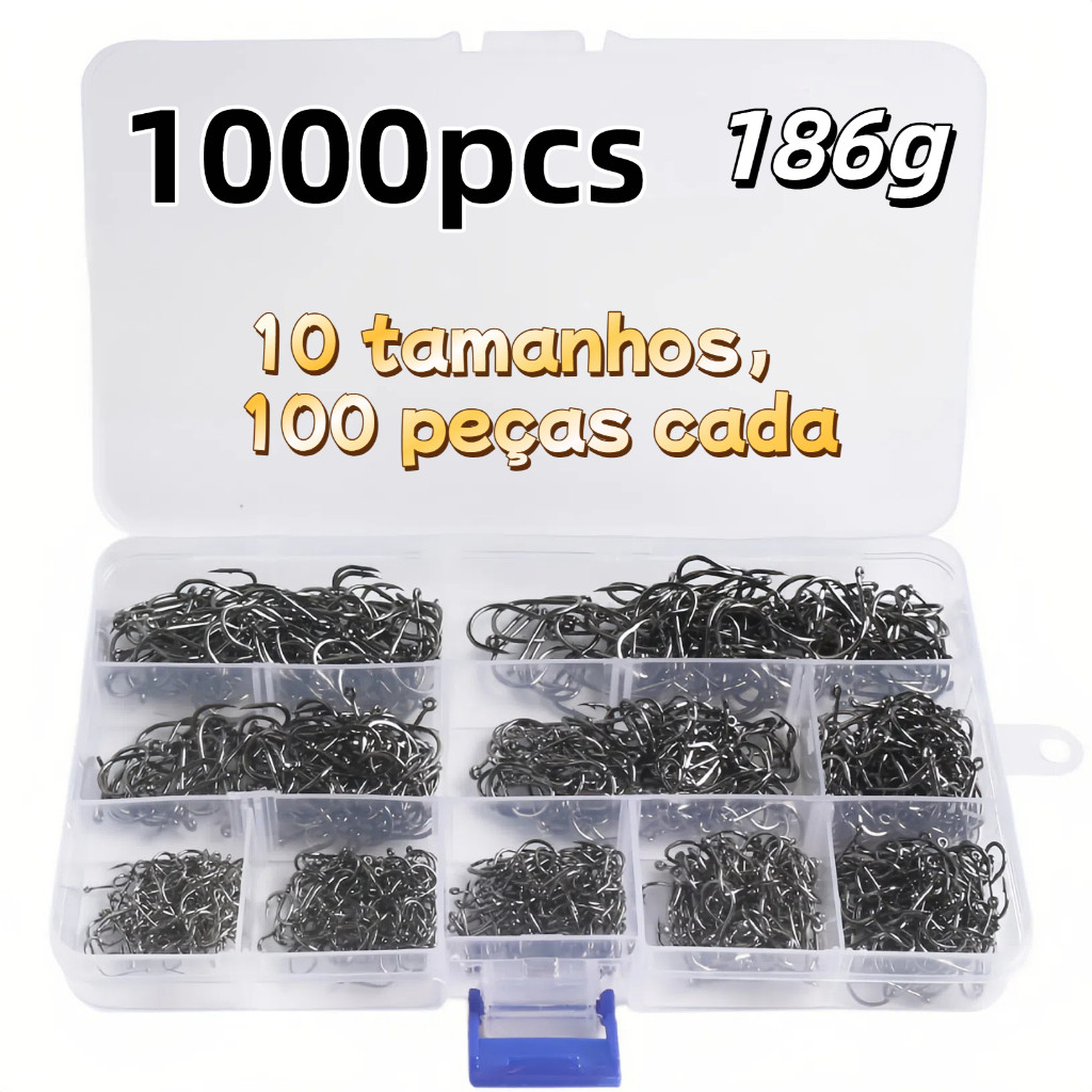 1000pcs Caixa Com Alto Carbono Anzóis Mistas Tama