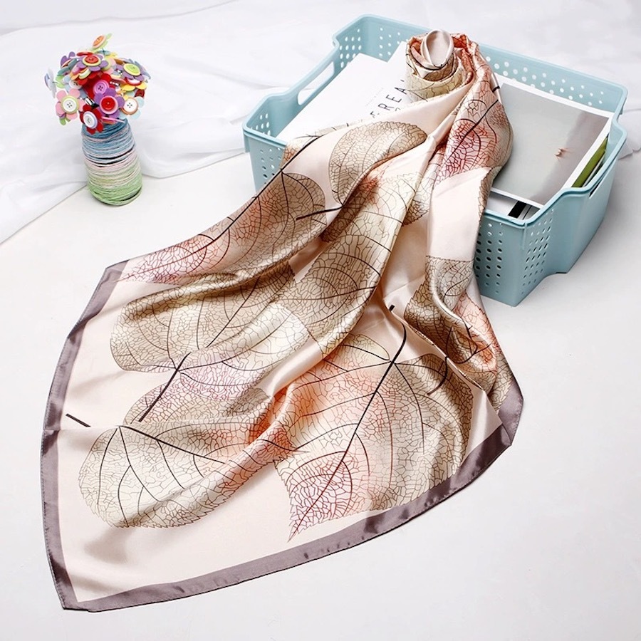 Lenço Feminina Pescoço Echarpe Cetim Scarf Estam