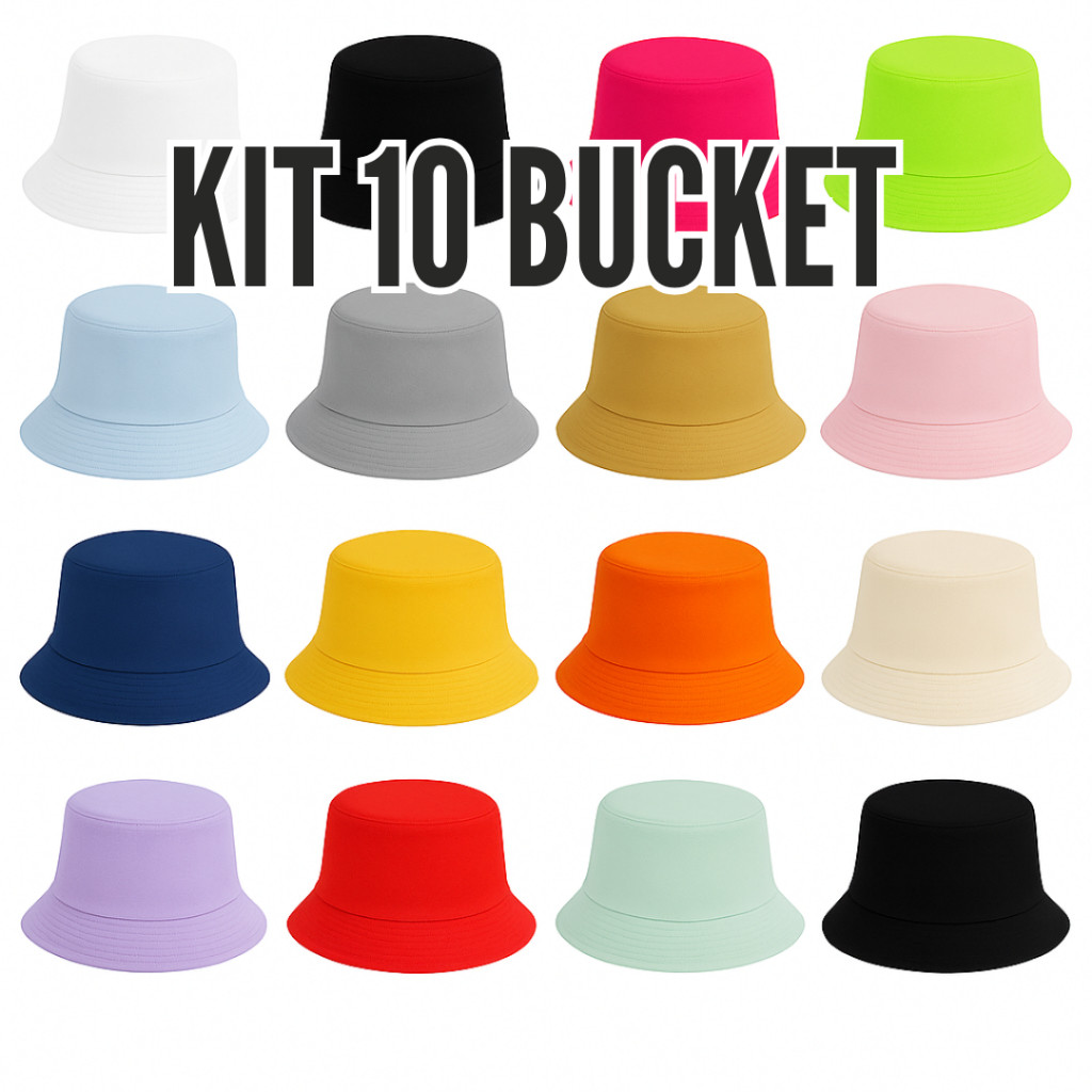 Kit 10 Chapéu Bucket Hat Original Liso Tradiciona
