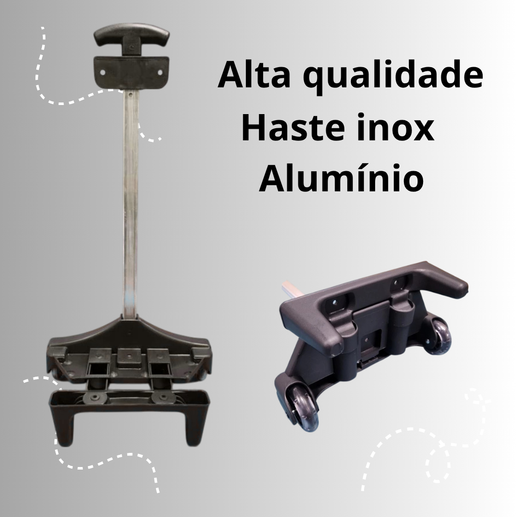 Carrinho Suporte para Mochila 42 cm Preto Inox Has