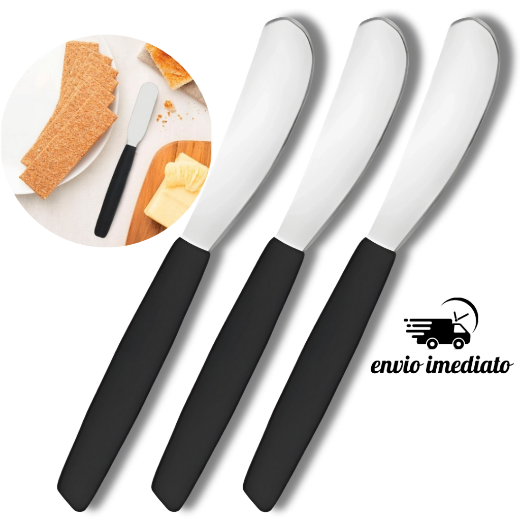 Espátula Inox 14cm Cabo Preto para Patês, Mantei