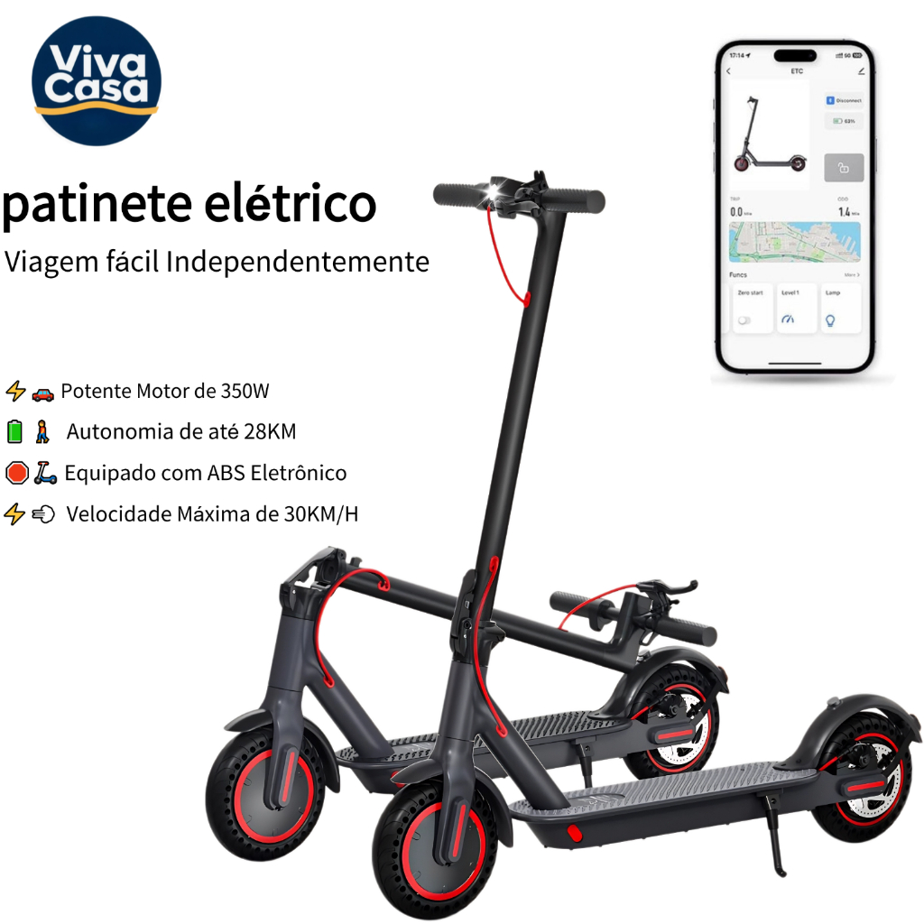 Patinete Elétrico Adulto 350W Dobrável Autonomia