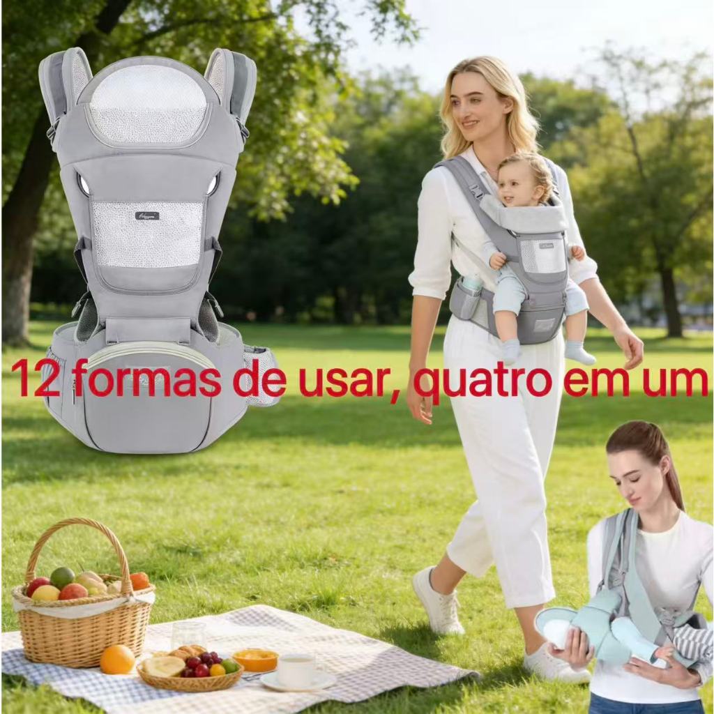 Bolsa Canguru Ergonômico Bebê Mãe Premium 12 Po