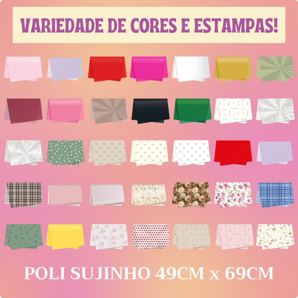 Papel Celofane Sujinho Poli – 50 FOLHAS R