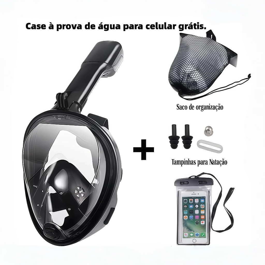 Kit Máscara à Prova dÁgua Snorkeling/Mergulho +