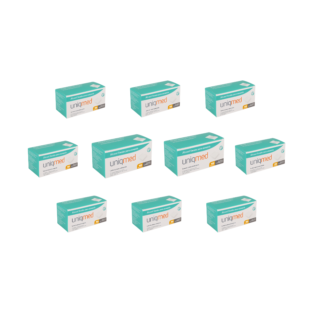 Kit 10 Caixas Álcool Swab 70% Saches Lenço Umede