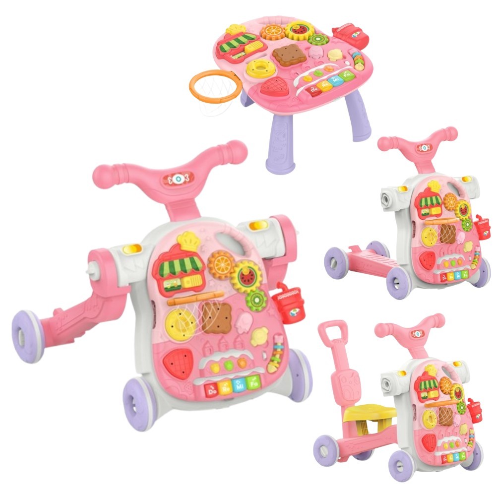 Andador Multifuncional 4 em 1 para Bebês Rosa Yuu