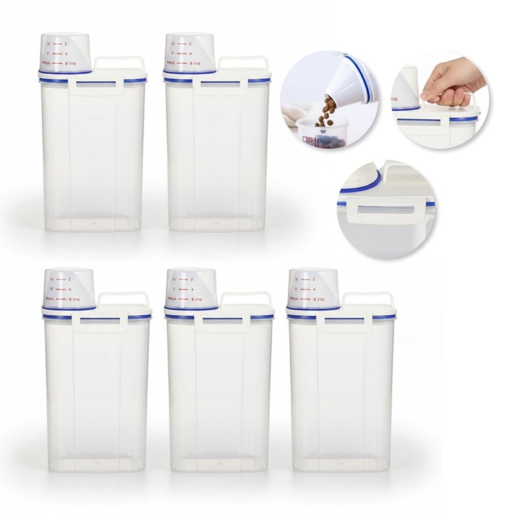 Kit 5 Potes Herméticos 2,5L com Tampa Vedante par