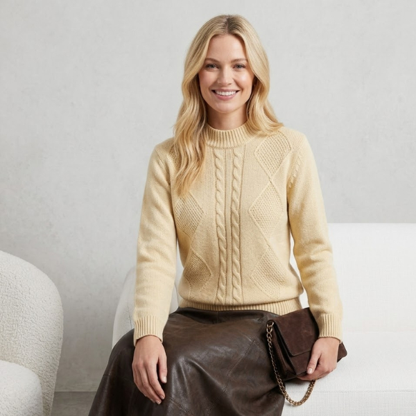 Blusa Feminina Modal Tricot Inverno Trançada Gola