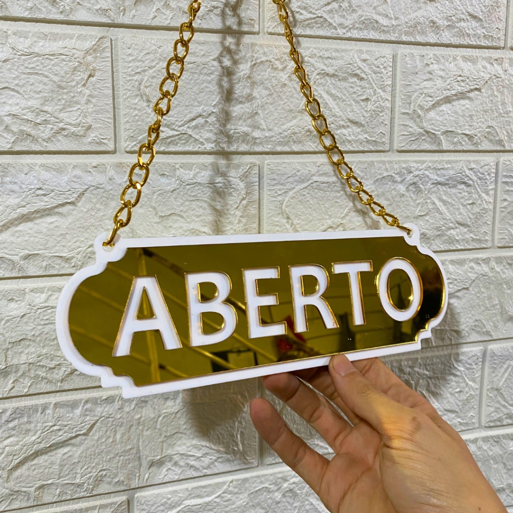 PLACA ABERTO E FECHADO COM CORRENTE E VENTOSA EM A