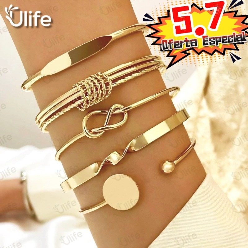 Conjunto De Pulseira De Torção Geométrica 5 Pe�