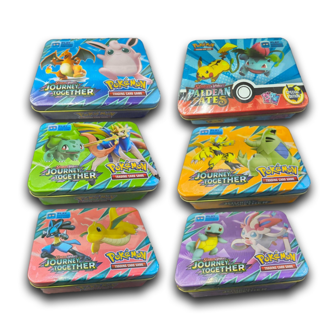 kit 40 cartinhas pokemóm + latinha para guardar c