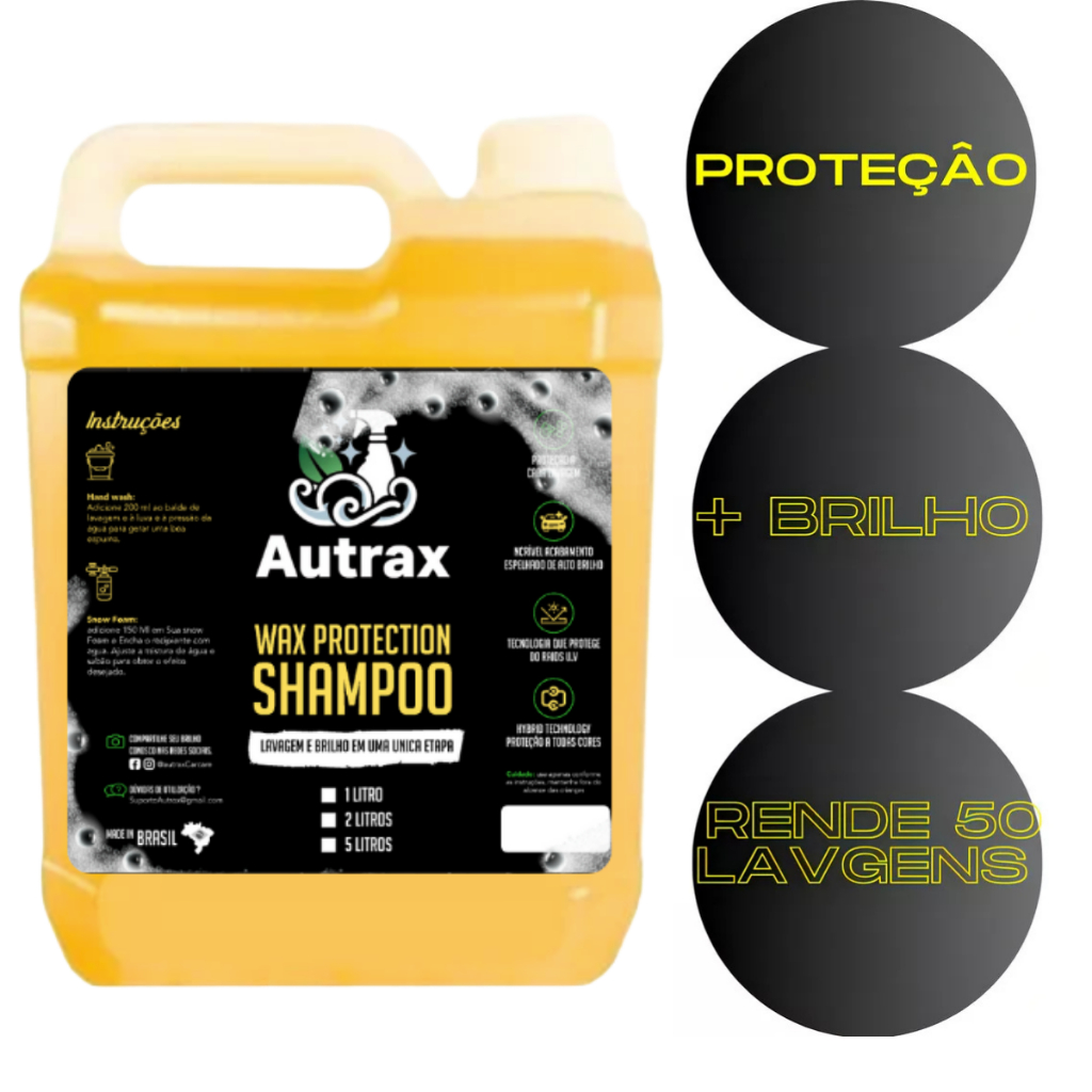 Shampoo com Cera de carnaúba pH Neutro para Lavag
