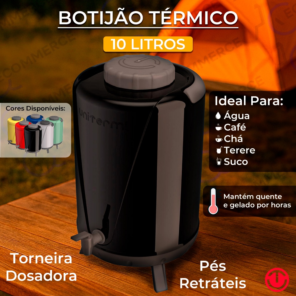 Botijão Térmico 10 Litros Galão com Torneira e 