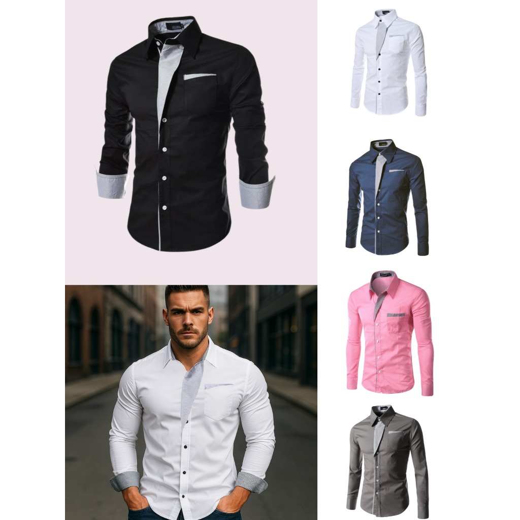 Camisa Social Masculina Slim fit Luxo Moda Estilos