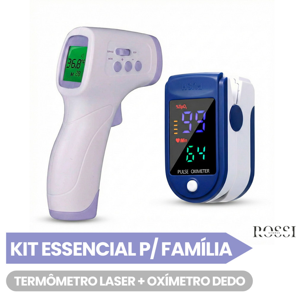 Kit Essencial p/ Família: Termômetro Laser p/ Fe