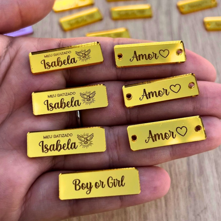 Tag Retangular Personalizada Em Acrílico Com Nome