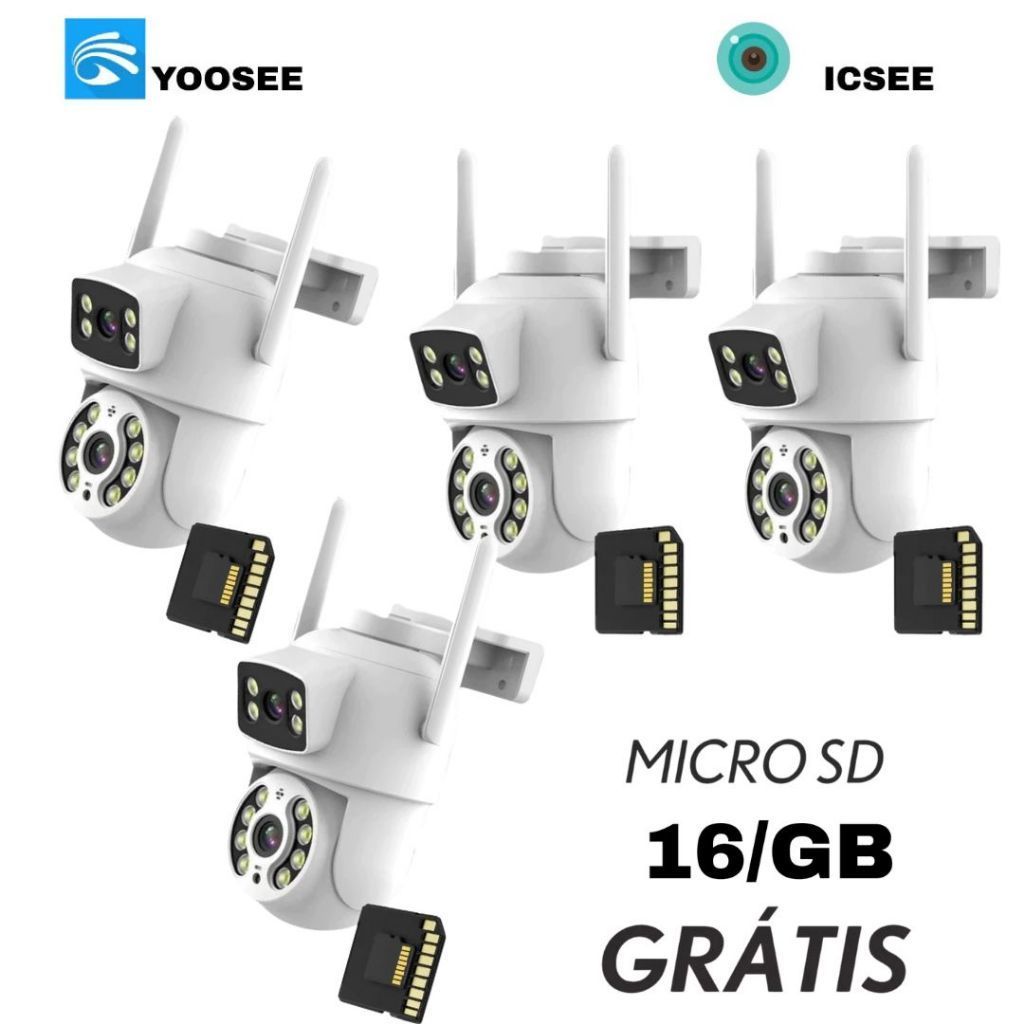 KIT4 Câmera De Segurança Lente Dupla IP66 Wi-Fi 