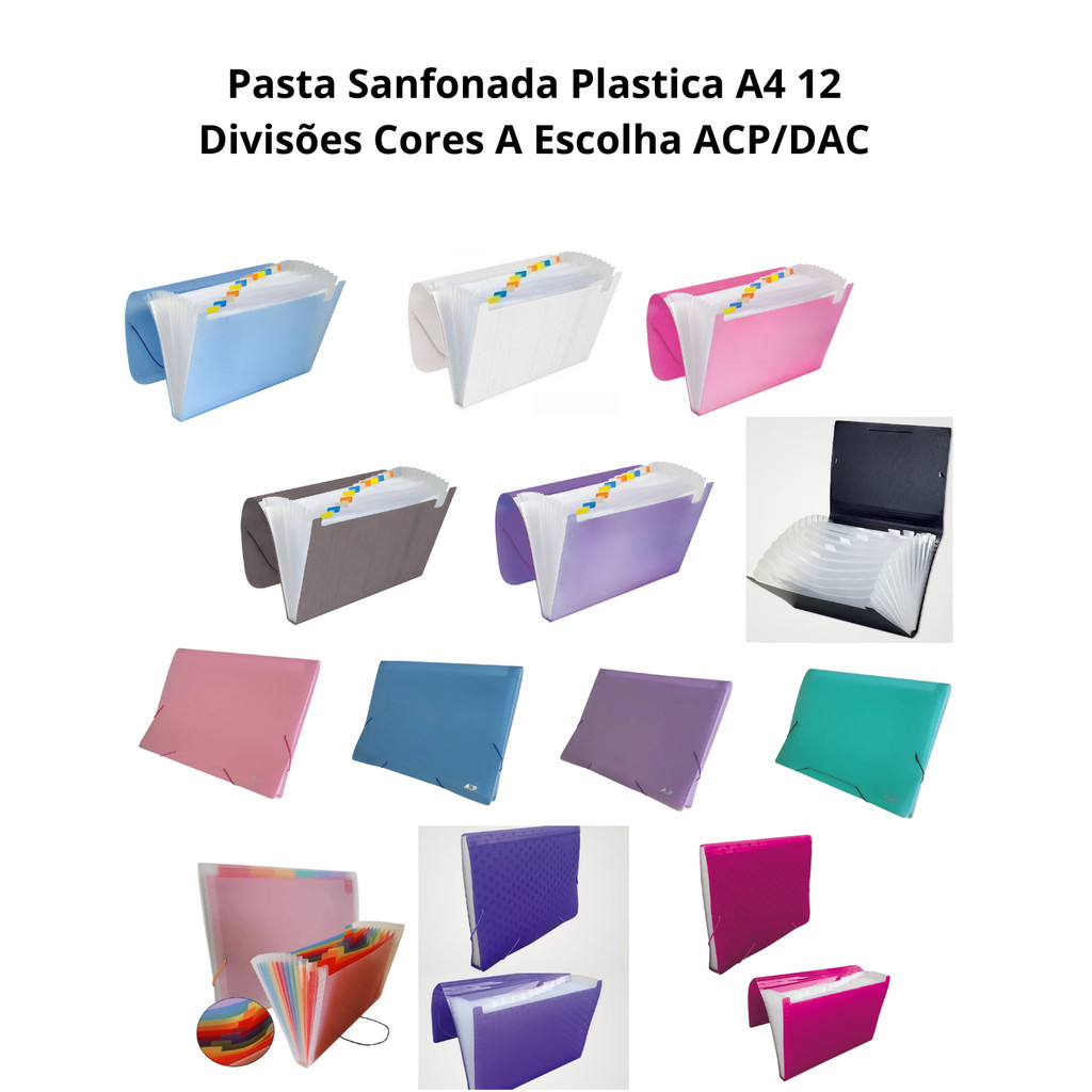 Pasta Sanfonada Plastica A4 12 Divisões – C