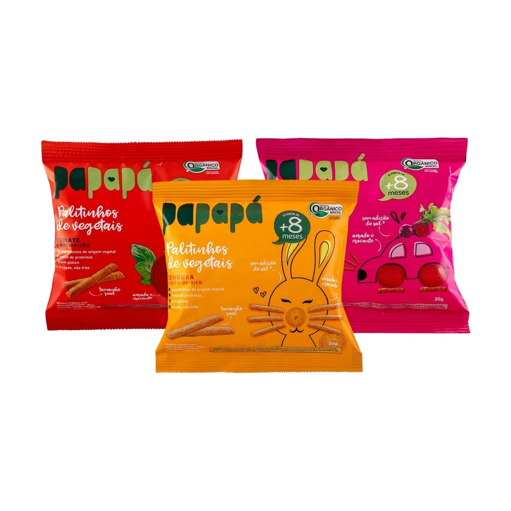 Kit Palitinhos Vegetais Sabores Sortidos Papapá &